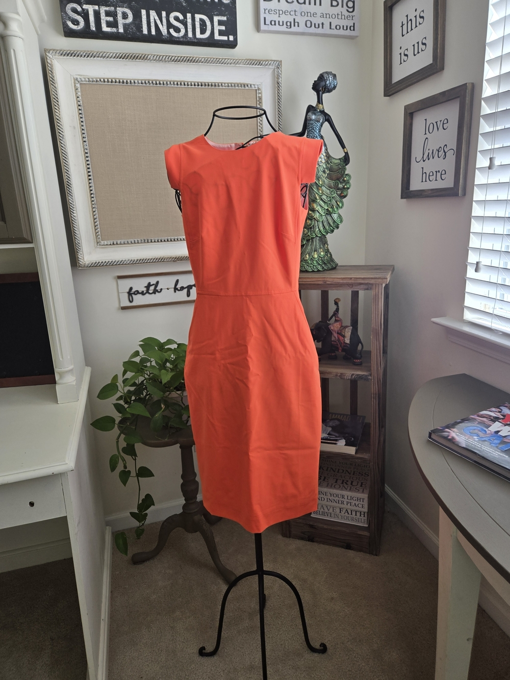 J. Crew Bright Orange Cap-Sleeve Sheath Dress